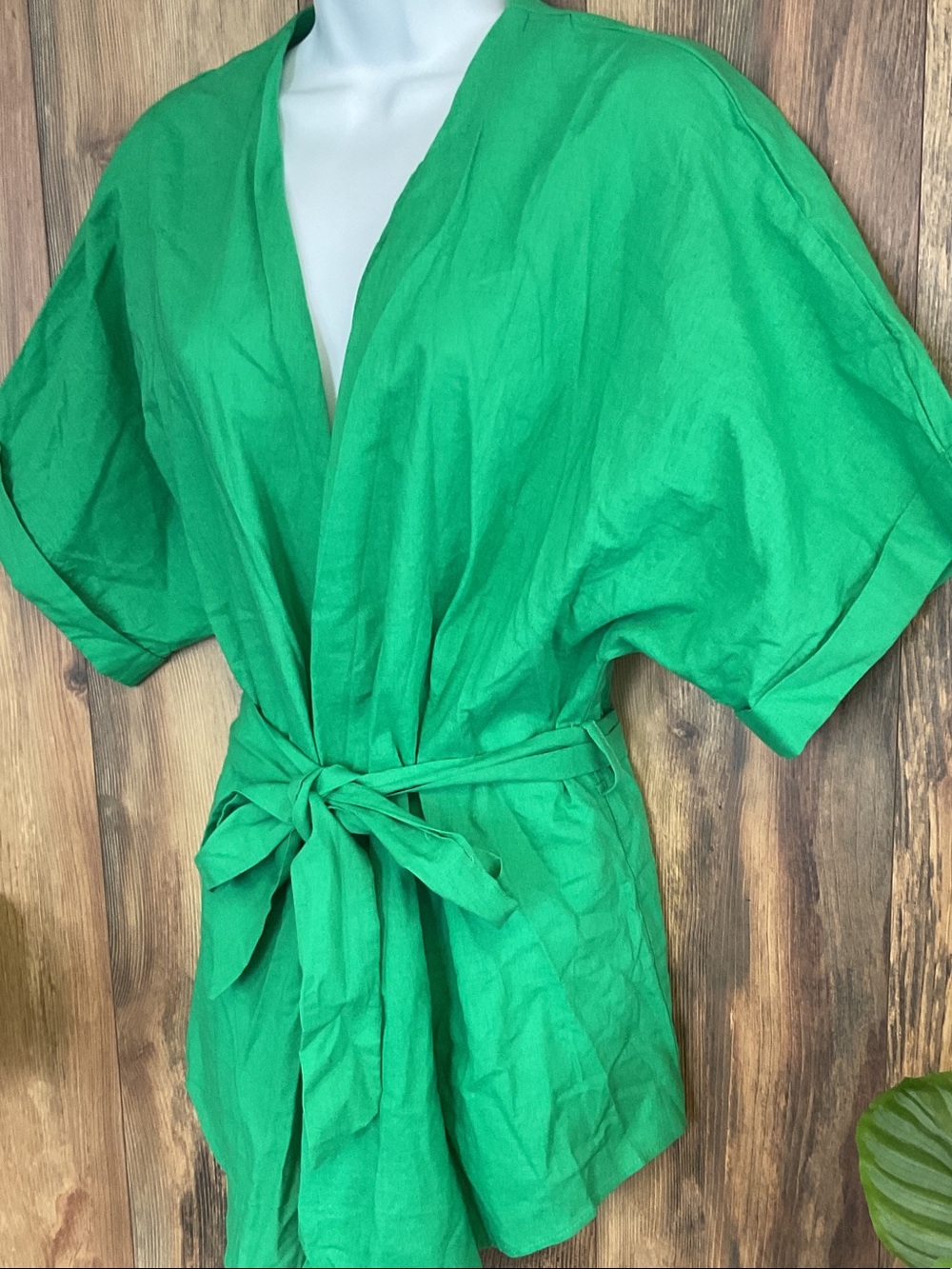 Commense Green Tie-Waist Kimono Tunic S          401B